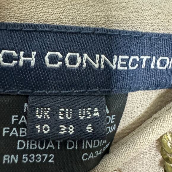 French Connection Samara Dress Women 6 Tan Sequin Bubble Hem Cocktail Elegant - Picture 5 of 11